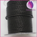 high quality black 3.0mm braided real leather cord for jewerly